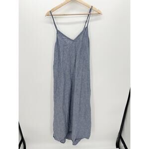 Artisan NY Blue Linen Sleeveless Maxi Dress Lagenlook V-Neck StrapWomen Size 6